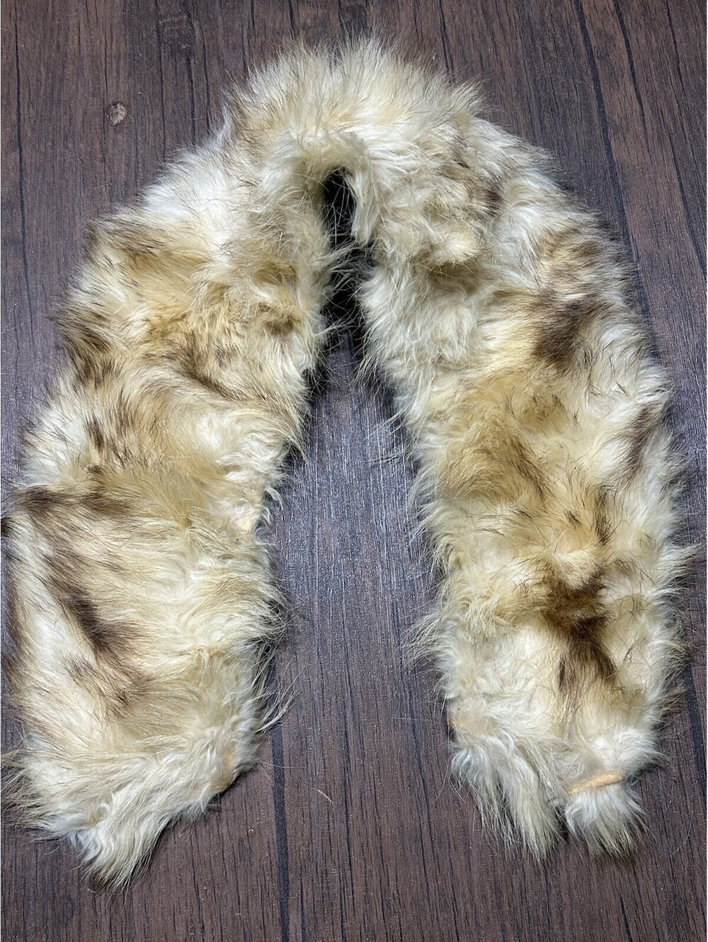 Vintage Genuine Fur Collar Stole Cream Tan Brown Fox Style Wrap Shawl